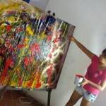 LIve painting by chhna dina at meta house phnom penh